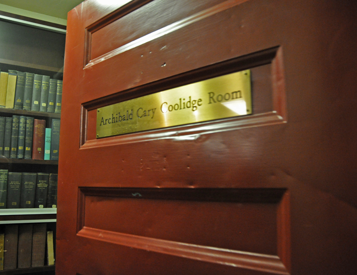 The door to the Coolidge Room beckoning guests